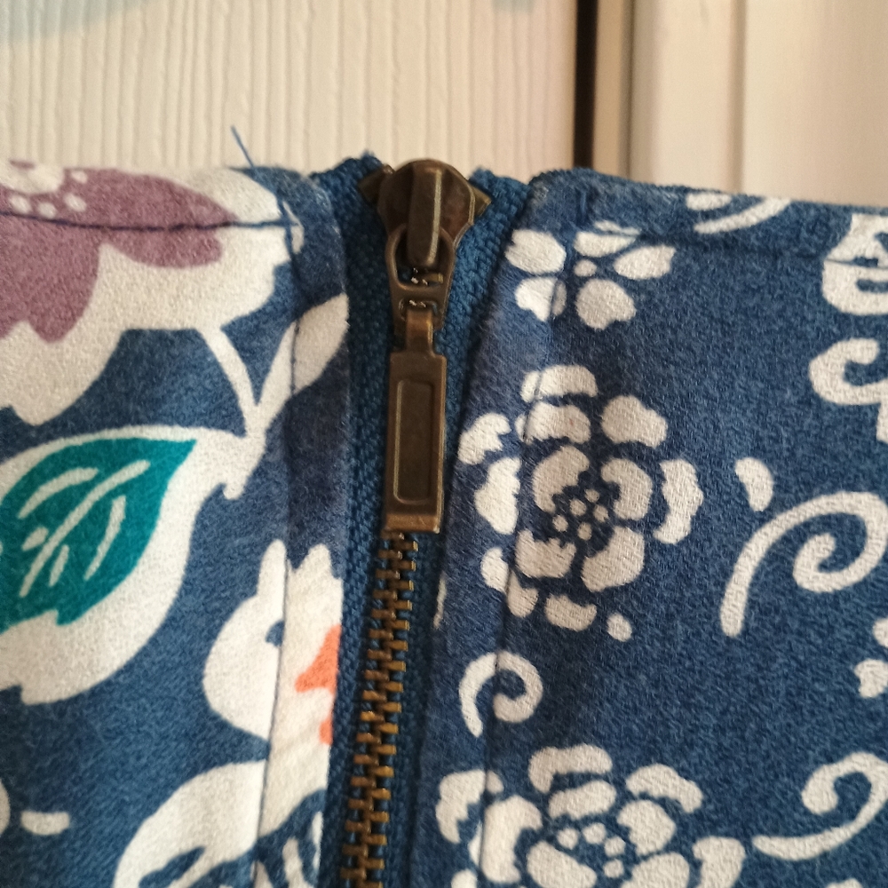 Old Navy XS Blue‎ Floral Print Shift Dress Lined Cotton Blend Boho Cottagecore - Picture 13 of 15